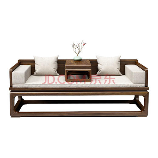 实木罗汉床 2008070胡桃色（含炕几坐垫） 商品图0