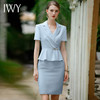 IWY/气质蓝色短袖西装连衣裙女薄款夏季职业装套裙高级感医美工装Q944 商品缩略图1