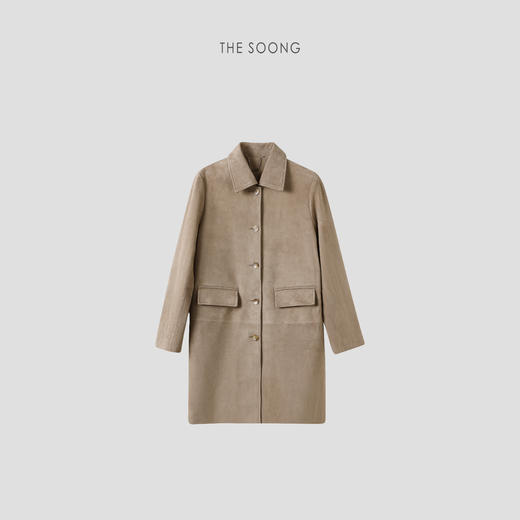THESOONG| ‘’静奢高知‘‘羊反绒皮高级咖外套风衣HWWT3682 商品图2