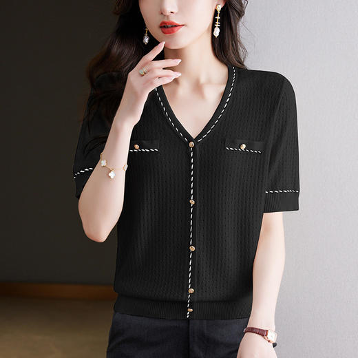 洋气妈妈薄款遮肚天丝针织衫CC-6846 商品图1