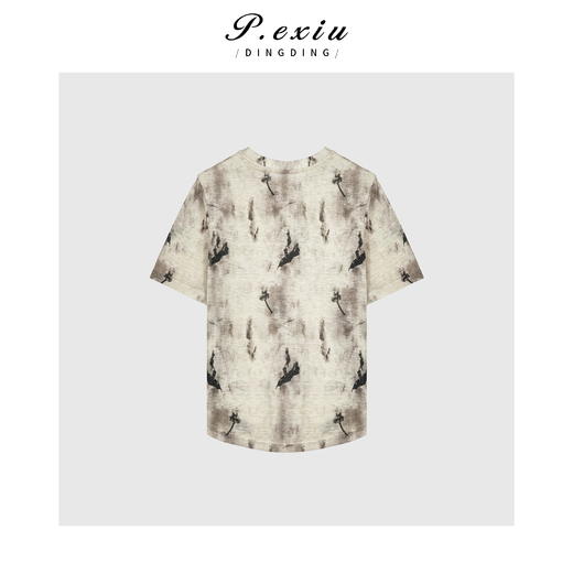 03-5潘依绣丁丁宠粉PanYiXiu/潘依绣【淡墨彩棠】水墨晕染轻薄透气典雅短袖T恤 W-62189 商品图2