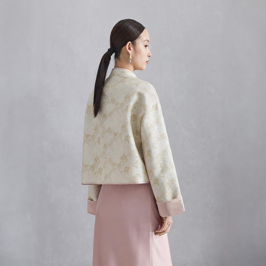 naivee纳薇新中式对襟立领优雅百搭流行宽松外套上衣女248133425-92 商品图4