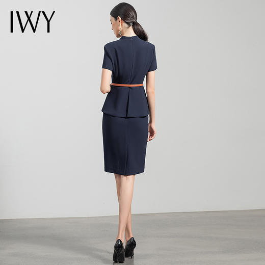 IWY/高端藏青职业装女装套装夏季时尚气质短袖正装ol连衣裙售楼部Q390 商品图3