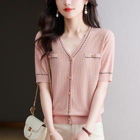 洋气妈妈薄款遮肚天丝针织衫CC-6846