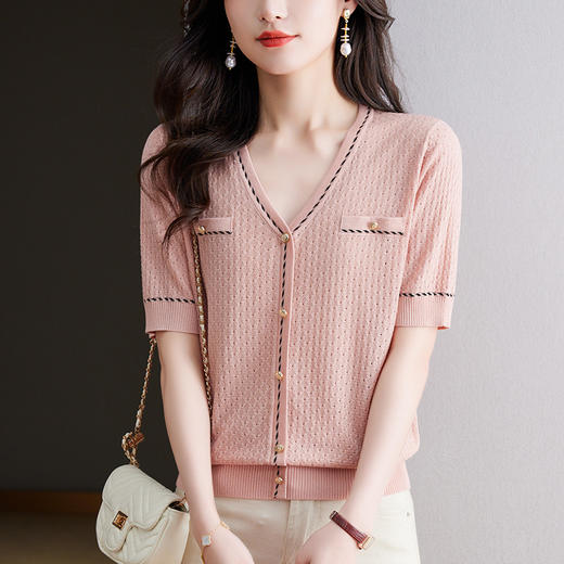 洋气妈妈薄款遮肚天丝针织衫CC-6846 商品图0