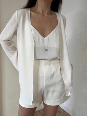 Semplicita | K08 三醋酸无领开衫 [ 酱紫 / 白 ]