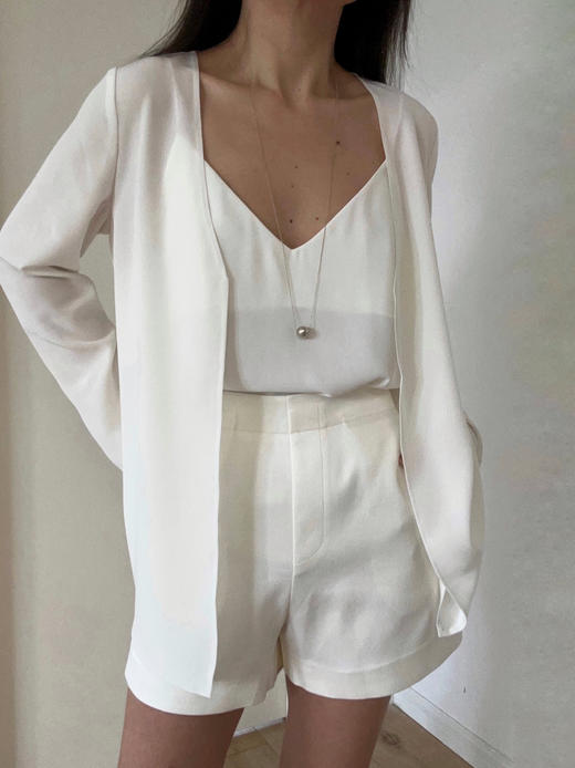 Semplicita | K08 三醋酸无领开衫 [ 酱紫 / 白 ] 商品图0