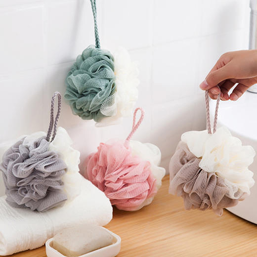 买一送一 大号沐浴球 拼色浴花柔软搓澡神器 起泡网双色沐浴花洗澡巾洗澡球 商品图1