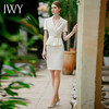 IWY/杏色短袖职业西装连衣裙女假两件薄修身显瘦美容院气质工作服Q944 商品缩略图4