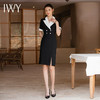 IWY/高级感设计款黑色短袖西装连衣裙收腰显瘦大翻领商务接待工装Q957 商品缩略图2