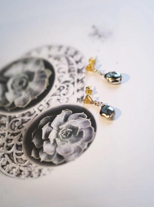 古典油画般的客旭黑珍珠耳环 商品图1