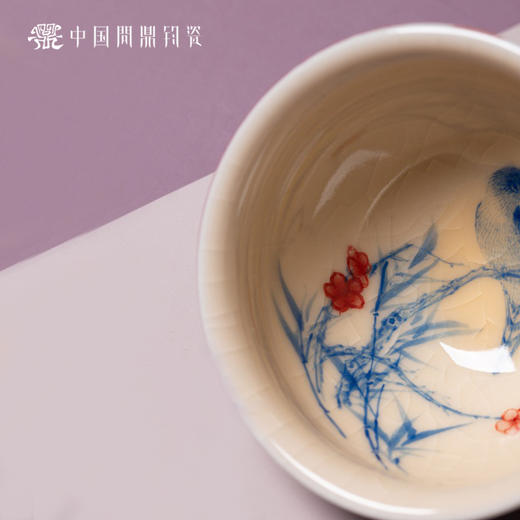 问鼎钧瓷鹅黄青花闲意杯(鸟语花香) 商品图2