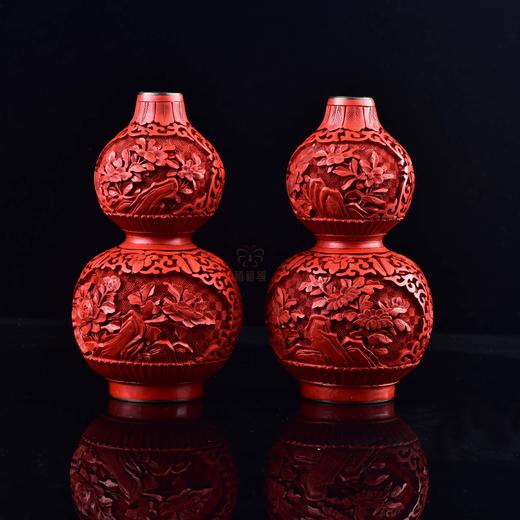 【福禄花开】漆雕葫芦摆件一对ZX2406120 商品图1