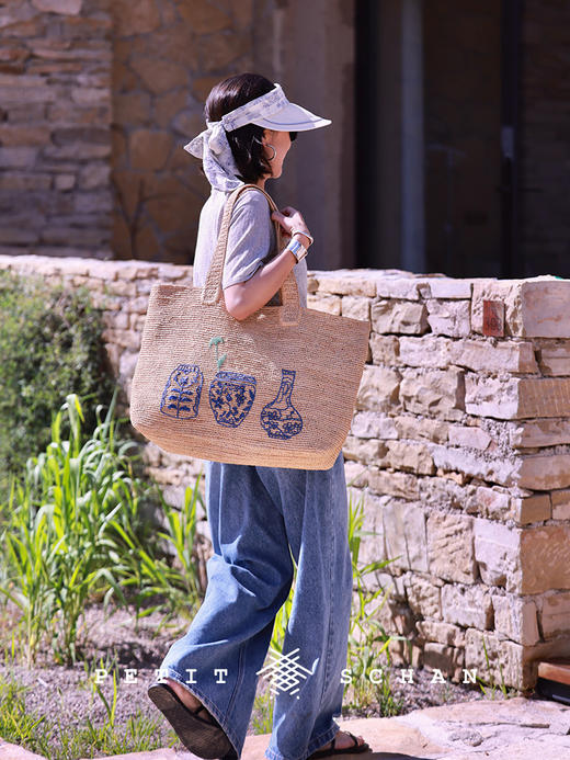 PETIT SCHAN小闪 BAG#009 Leisurely holiday 悠然假日 拉菲草大容量纯手工编织包 商品图3