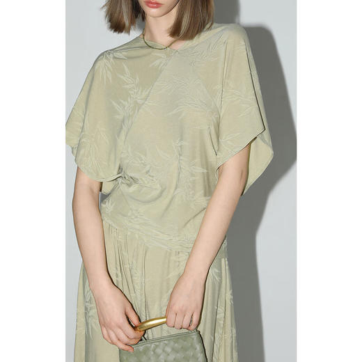 COCOBELLA[竹叶提花]新中式国风蝙蝠袖针织衫松弛感上衣TS7019 商品图1