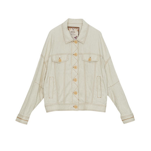 谜底外套女士2024秋季新品复古文艺风棉麻宽松外套长袖243MW1076 商品图4