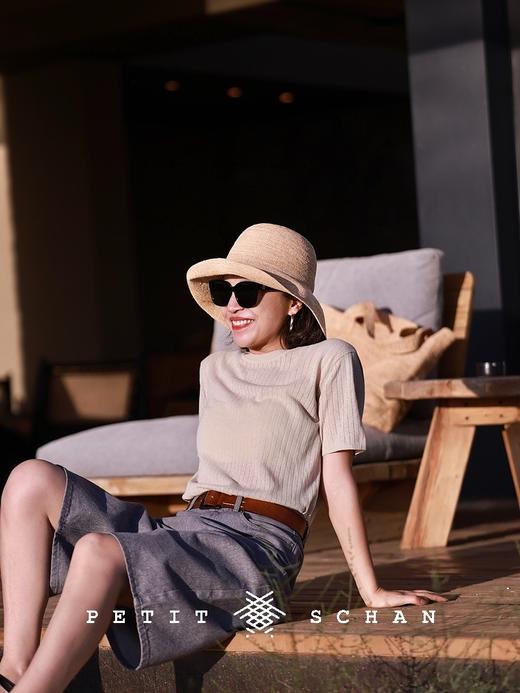 PETIT SCHAN小闪 CLO#535 Take a break 开个小差 棉麻混纺镂空针织T恤 商品图3