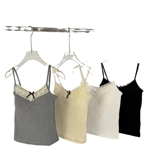 春夏新款纯欲性感打底蕾丝吊带短款针织吊带背心女上衣女 商品图3