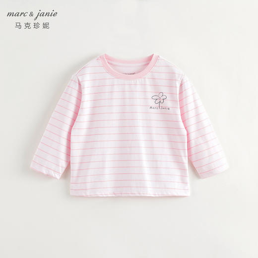 马克珍妮女童花朵印花条纹长袖T恤儿童上衣2024年秋装新款241278 商品图1