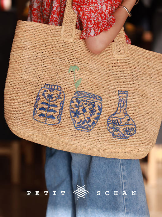 PETIT SCHAN小闪 BAG#009 Leisurely holiday 悠然假日 拉菲草大容量纯手工编织包 商品图0