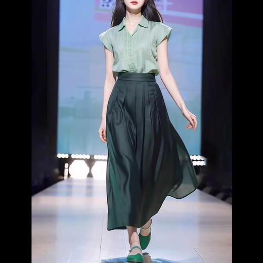 裁缝学苑AS289夏季通勤小飞袖棉麻衬衫半身裙套装纸样上衣样板图纸 商品图2