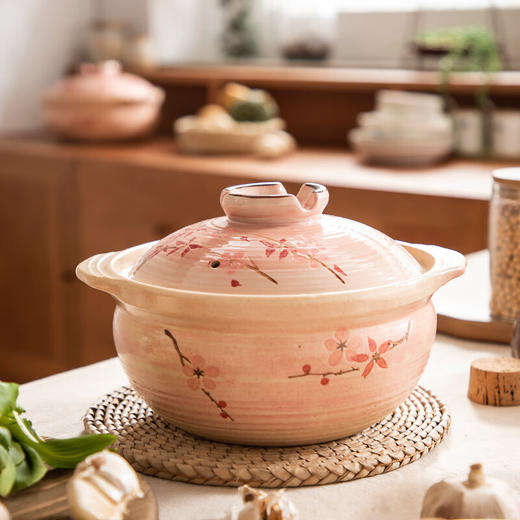 万土烧和风花见6号9寸高锅A3006桃粉 商品图0
