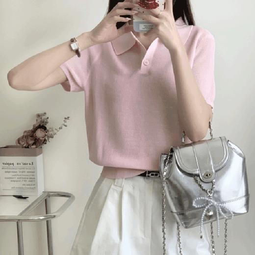 【Basiclive】baby粉 亚麻天丝polo衫 商品图2