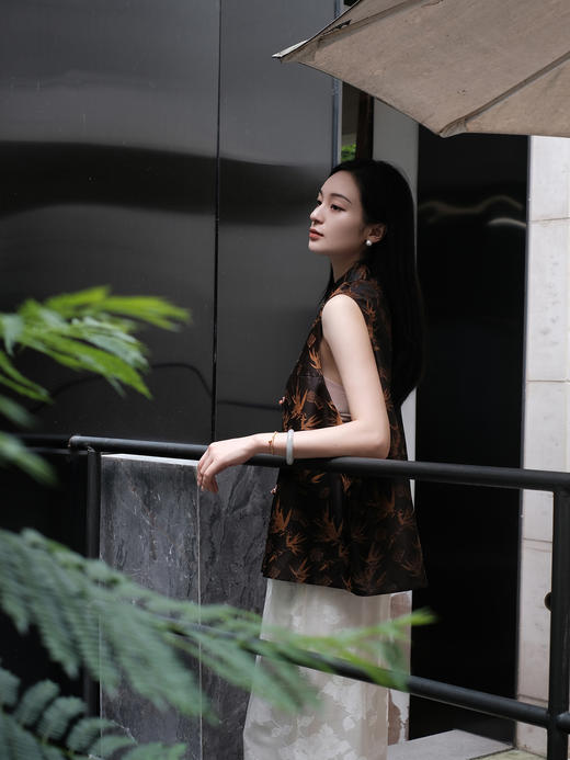 盛唐婧 |金竹如意香云纱男女同款马甲 商品图3