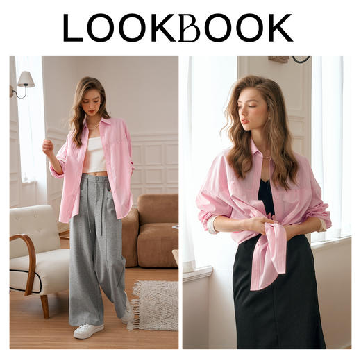 
OLrain欧芮儿法式粉色长袖衬衫女早秋2024新款慵懒宽松衬衣上衣 商品图4