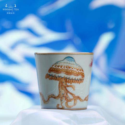 问鼎汝瓷鼎峰系列天青精工款直口杯（水母） 商品图0