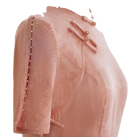 TZRY新款提花真丝改良旗袍时尚宴会手工钉珠高端真丝旗袍 商品图4