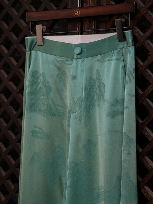 STJINGx凯喜雅x故宫|千里江山玥升阔腿裤-铜青(不退不换) 商品图1