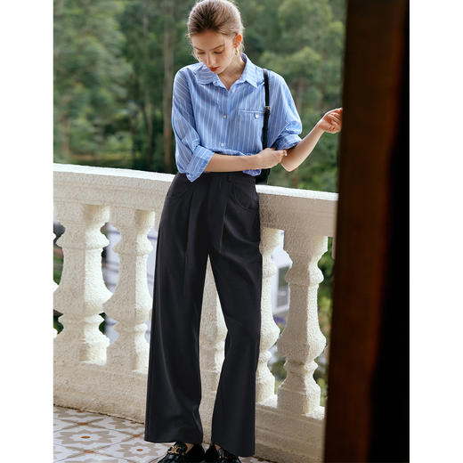 
OLrain欧芮儿法式深灰休闲裤女早秋2024新款高腰通勤直筒宽松西裤 商品图1