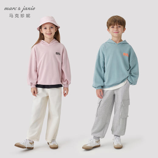 马克珍妮男女童宽松连帽字母运动卫衣儿童上衣外套秋装新款241296 商品图0