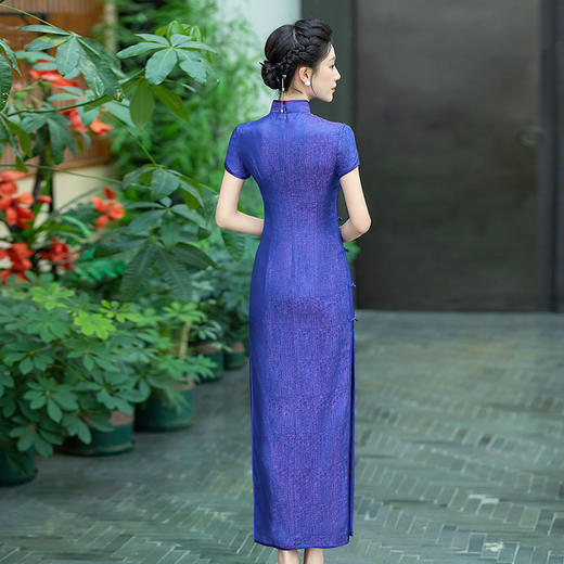 WX-春季新款真丝提花面临旗袍中式桑蚕丝连衣裙宴席日常可穿 商品图2