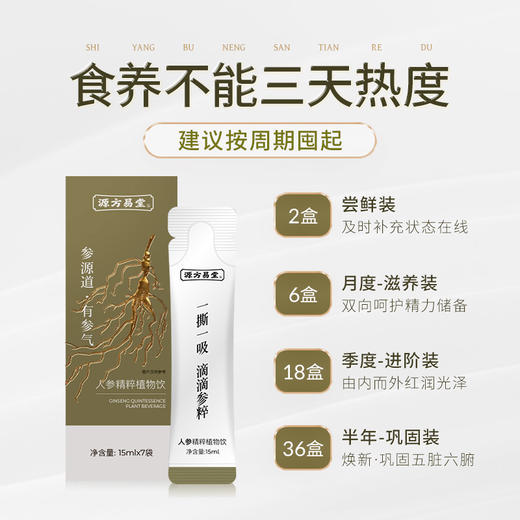 【人参精粹植物饮】1盒（15ml*7袋）多维人参皂苷 焕发精气神 人参饮 商品图4