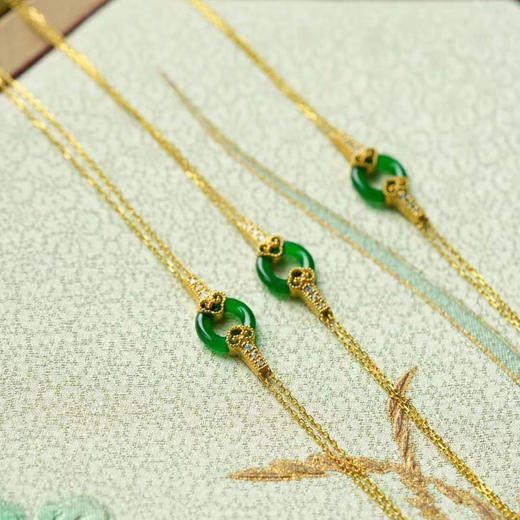 龢盒原创 18k金镶翡翠平安圈手链 商品图2
