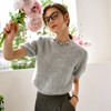 OLrain欧芮儿法式灰色短袖针织衫女早秋2024新款马海毛灯笼袖上衣 商品缩略图1