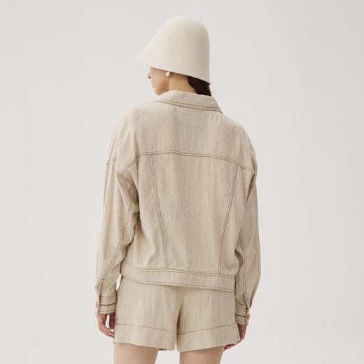 谜底外套女士2024秋季新品复古文艺风棉麻宽松外套长袖243MW1076 商品图2