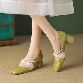 【预售5天】玛丽珍粗跟方头单鞋，法式气质浅口温柔淑女配裙子KYD&KK35-8