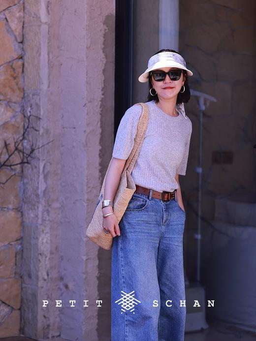 PETIT SCHAN小闪 CLO#535 Take a break 开个小差 棉麻混纺镂空针织T恤 商品图2