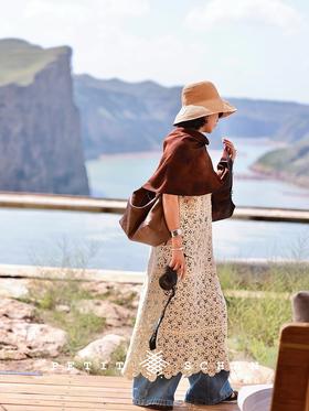 野棉花 纯棉法式镂空钩花连衣裙