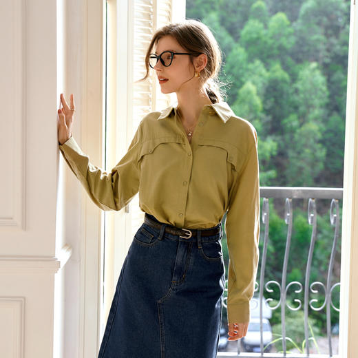 OLrain欧芮儿法式卡其长袖衬衫女早秋2024年新款休闲气质衬衣上衣 商品图1