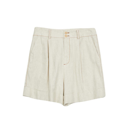 谜底休闲短裤女2024秋新品通勤风百搭棉麻亲肤透气裤子243MK1077 商品图4