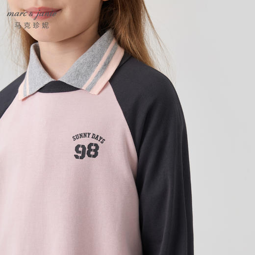 马克珍妮男女童美式宽松撞色字母长袖T恤儿童上衣秋装新款241277 商品图4