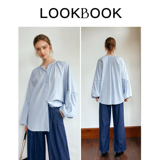 
OLrain欧芮儿法式宽松长袖衬衫女早秋2024年新款设计感灯笼袖衬衣 商品图4