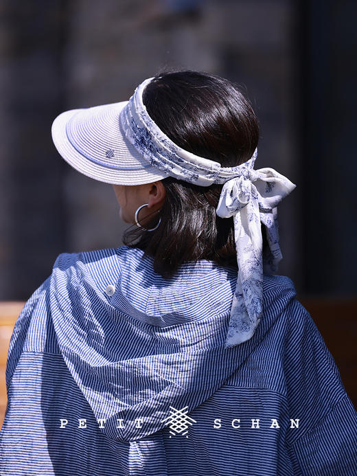 PETIT SCHAN小闪 #066 A Midsummer night's dream 仲夏夜之梦 法式飘带印花大檐空顶帽 商品图7