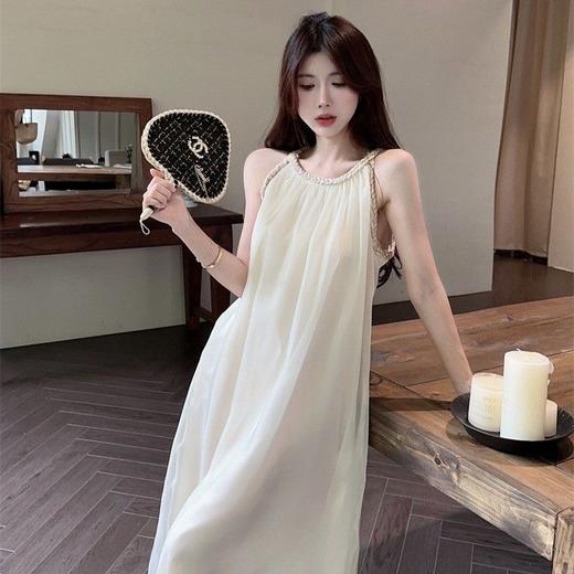 【超仙❗️挂脖吊带连衣裙】设计新颖，柔软舒适，仙气十足，优雅柔美裙子，简约大方，夏新款法式名媛气质海边小个子仙女长裙 商品图3