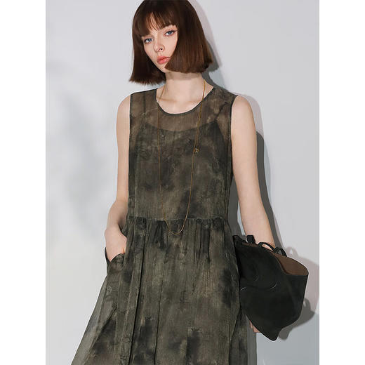 COCOBELLA新中式老钱风炒色晕染背心裙A摆连衣裙附吊带裙FR7059 商品图1