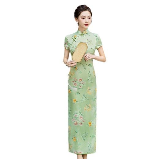 WX-春季新款真丝提花旗袍中式桑蚕丝连衣裙手工缝制宴席日常 商品图4